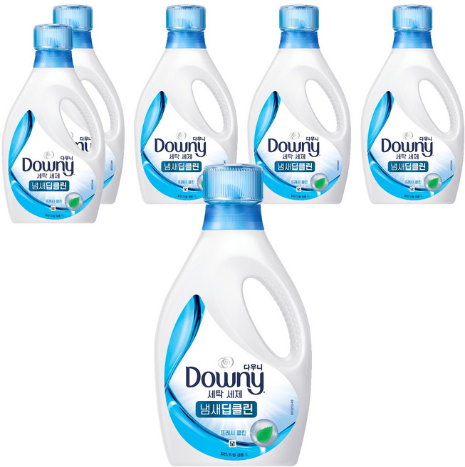 다우니 프리미엄 상쾌한향 액체형 세제 냄새딥클린 블루 본품, 1L, 6개