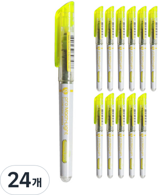 모닝글로리 프로 마하라이트 형광펜, 노랑, 24개