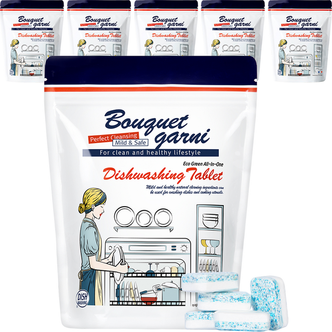 부케가르니 에코 그린 식기세척기 세제 타블렛형, 500g, 6개