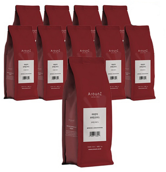 어라운지 브라질 초이스 원두커피 10p, 1kg, 10개, 홀빈(분쇄안함)