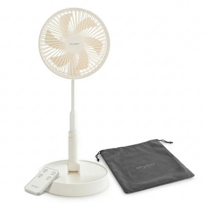 스타일리스 접이식 무선 선풍기 + 파우치 세트, SFF-06W, 알프스 스노우 화이트