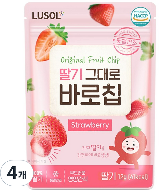 루솔 과일칩 딸기 그대로 바로칩, 12g, 4개