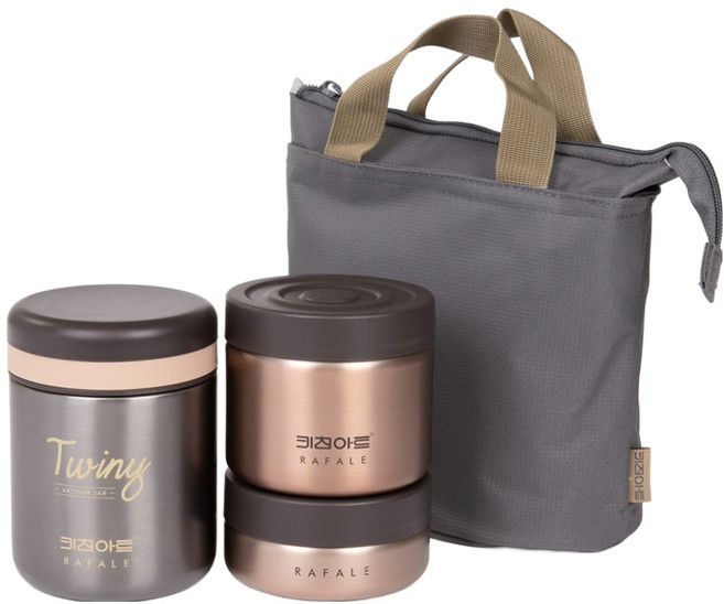 키친아트 라팔 트위니 보온 도시락 세트 1080ml, 혼합색상, 1개