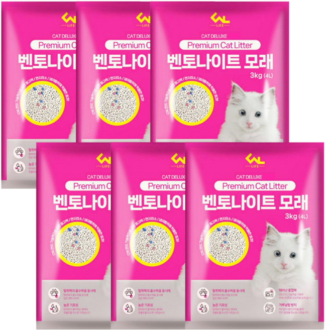 씨엔앨라이프 고양이 벤토나이트 모래 응고형, 4L, 6개, 자스민
