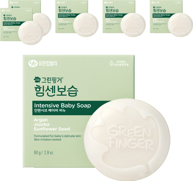 그린핑거 힘센 보습 인텐시브 베이비 비누, 80g, 6개