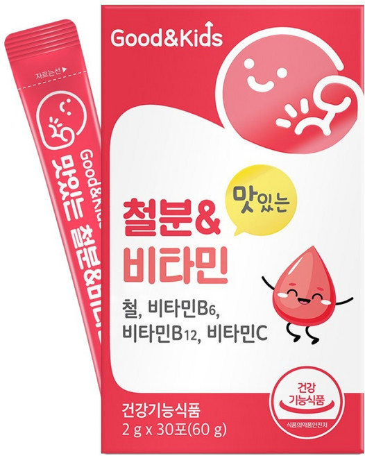 굿앤키즈 유아용 맛있는 철분비타민 딸기맛 30p, 60g, 1개