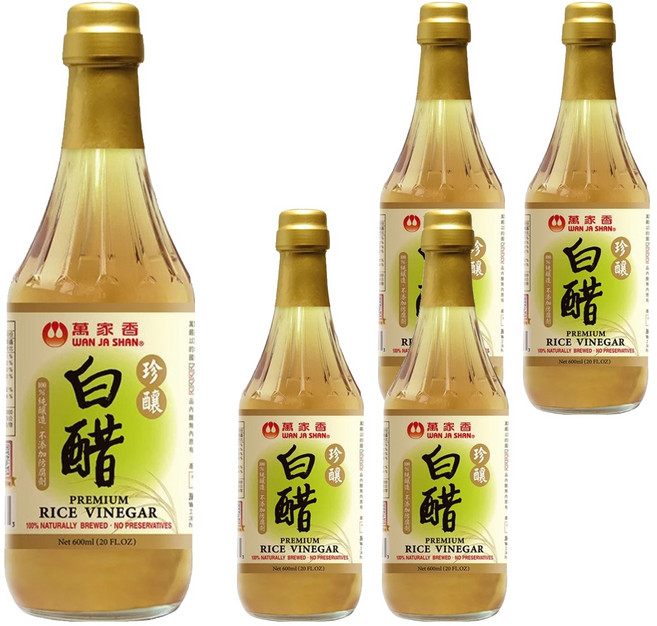 萬家香 珍釀白醋 100%純天然釀造 不添加防腐劑, 600ml, 5瓶