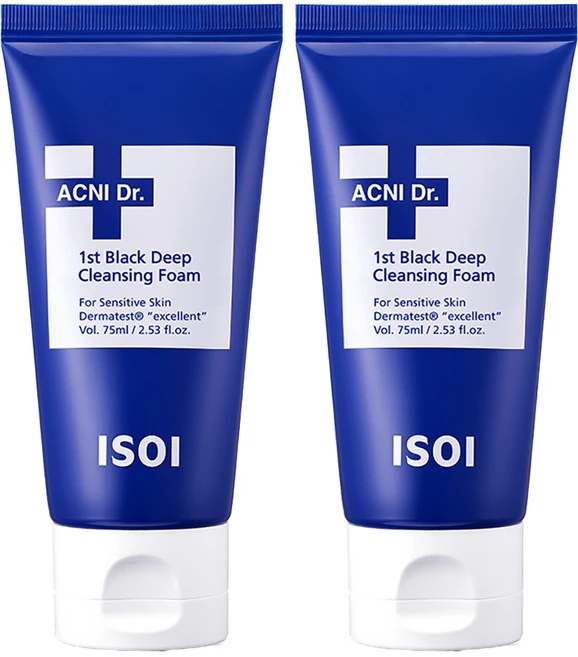 아이소이 아크니 닥터 퍼스트 블랙 딥 클렌징 폼, 75ml, 2개 - 쿠팡