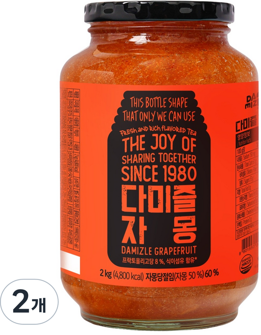 다미즐 자몽 과일청, 2kg, 1개입, 2개