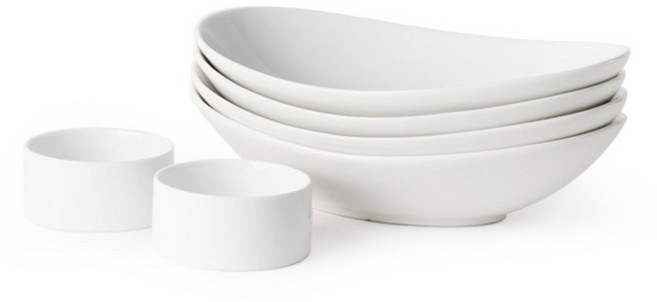 끌리메 크림화이트 타원파스타볼 + 래머킨 세트, 1세트, 타원 파스타볼 4p + 래머킨 2p