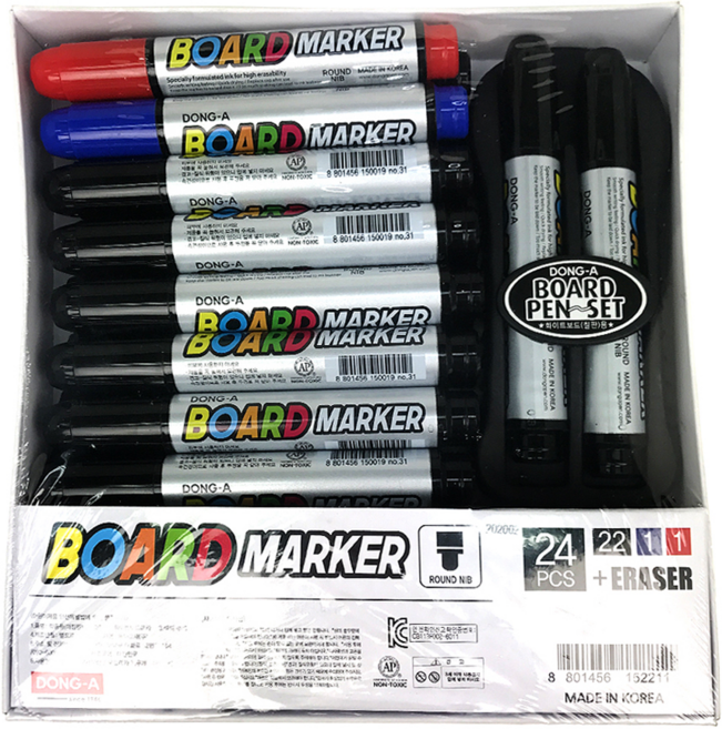 동아 보드마카 검정 22p + 빨강 + 파랑 + 지우개 세트, 1세트