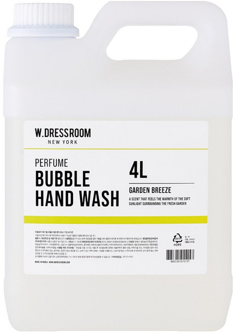더블유드레스룸 퍼퓸 버블 핸드워시 리필 가든브리즈, 4L, 1개