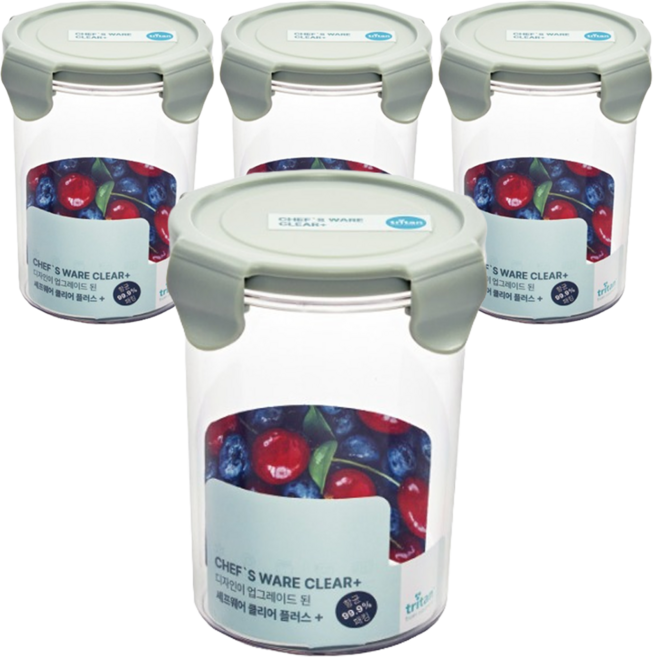 셰프웨어 클리어플러스 밀폐용기 원형, 4개, 630ml