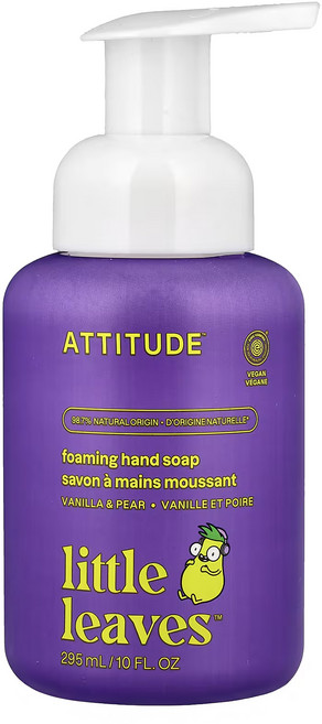 ATTITUDE 艾特優 兒童泡沫洗手乳, 香草&梨, 295ml, 1瓶