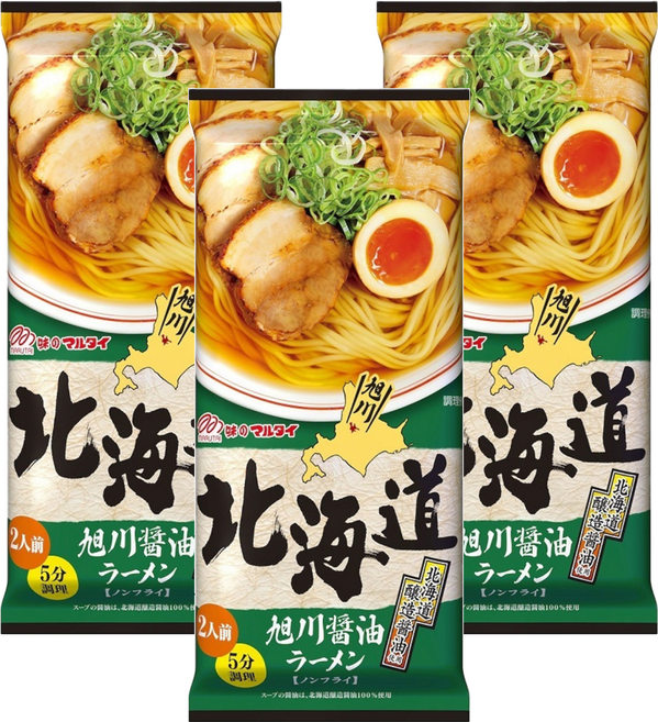 MARUTAI 丸太 北海道旭川醬油拉麵 2人份 212g, 3包
