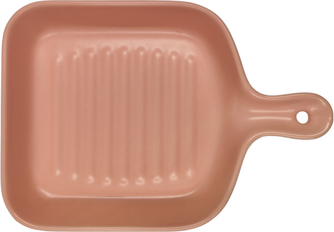 Homely Zakka 北歐創意陶瓷單柄烤盤/牛排盤/沙拉盤 粉色 22cm x 15.5cm x 3.5cm, 1個