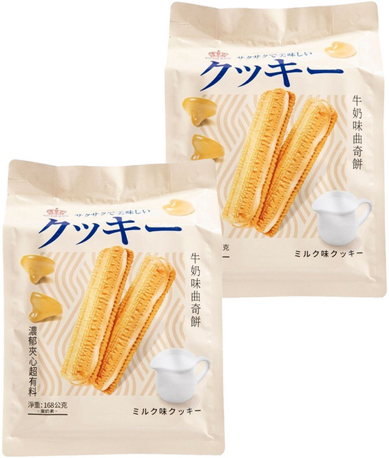 日日旺 牛奶味曲奇餅, 168g, 2袋