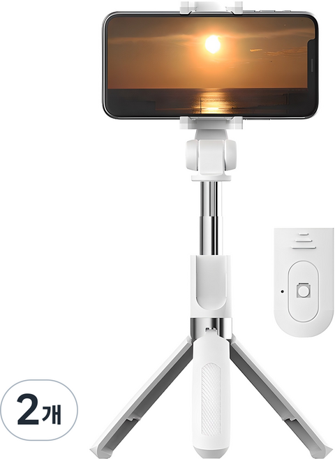 BANADA 튤립 블루투스 삼각대 셀카봉, BND-B2RMTC-B03, 화이트, 2개