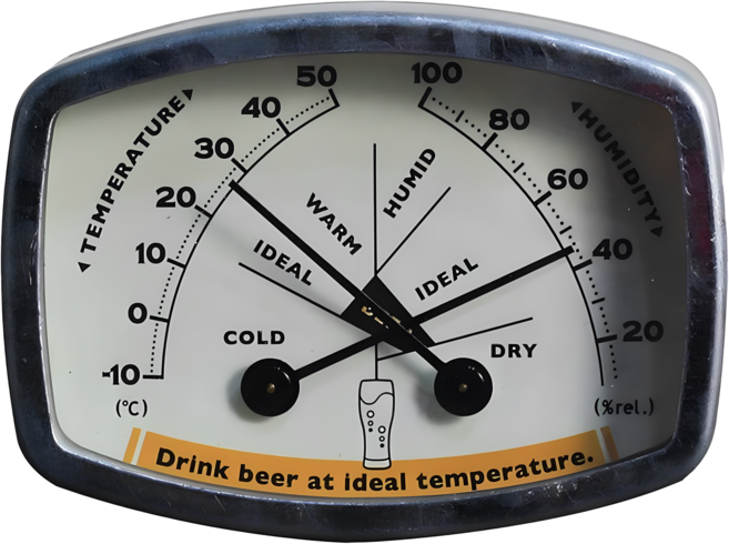 DULTON 溫溼度計 方形, 啤酒黃, 1個