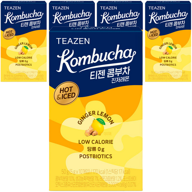 TEAZEN 茶禪 康普茶 生薑檸檬口味, 5g, 10條, 5盒