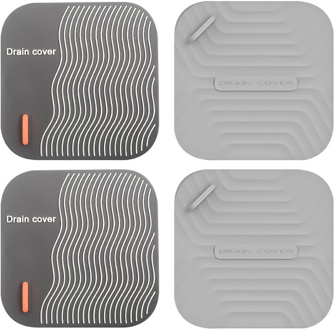 排水孔 防臭蓋方形 款式隨機 15 x 15cm 4個, 銀河灰, 1組