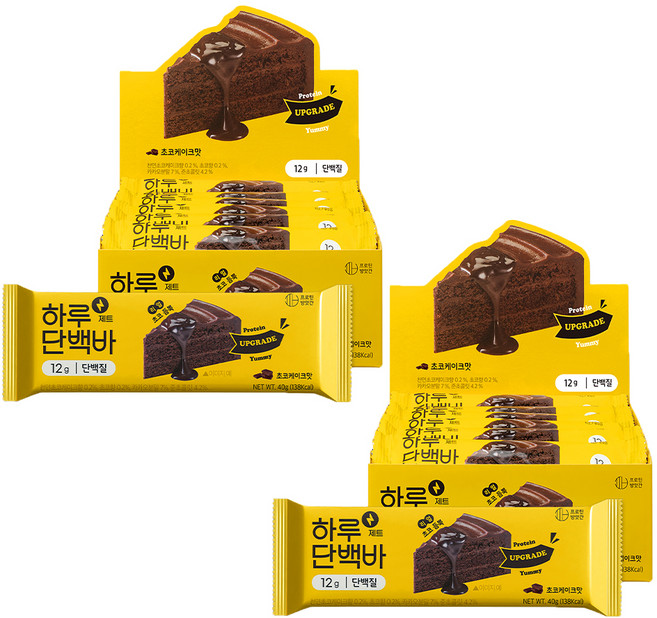 프로틴방앗간 하루단백바 제트 초코케이크맛, 40g, 24개
