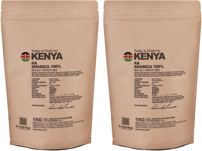 엑스데일리커피 케냐AA 원두커피, 1kg, 홀빈(분쇄안함), 2개