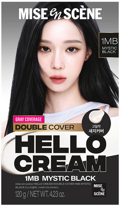 mise en scene 魅尚萱 Hello Cream 雙效遮白髮染髮劑, 神秘黑, 1個