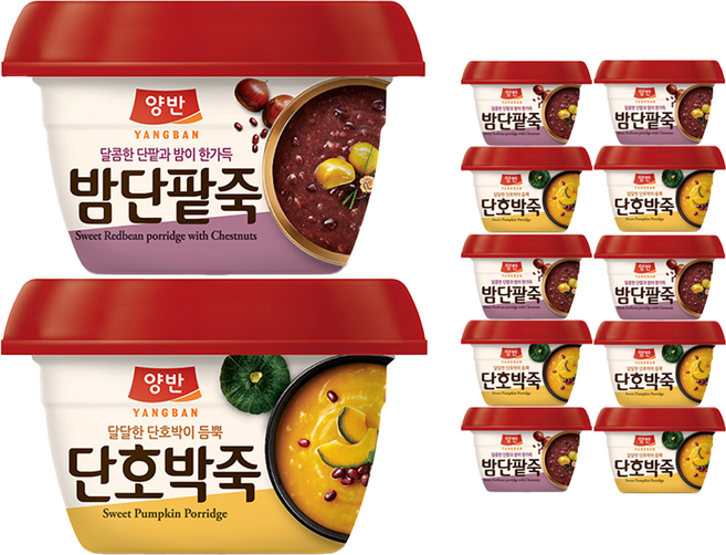 양반 밤단팥죽 6p + 단호박죽 6p, 1세트, 285g