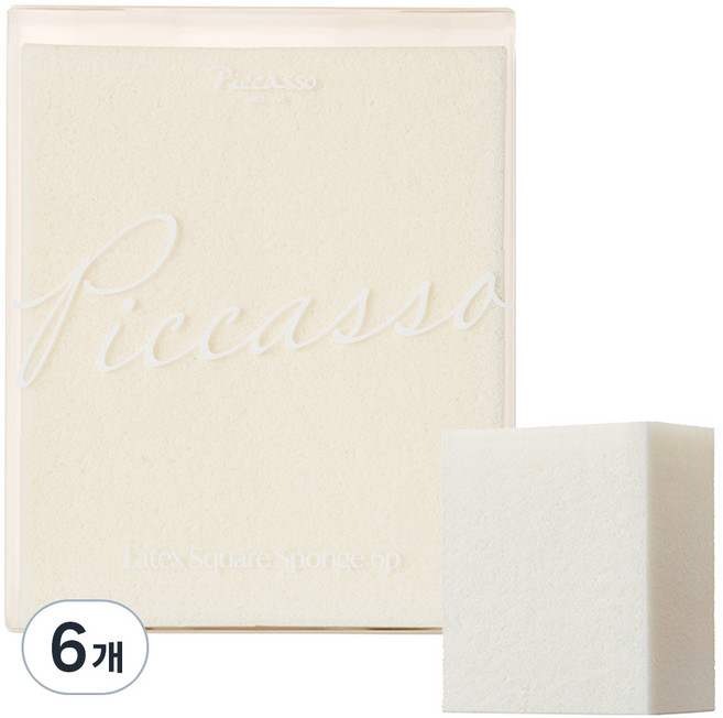 피카소 라텍스 스퀘어 메이크업 스펀지 6p, 6개
