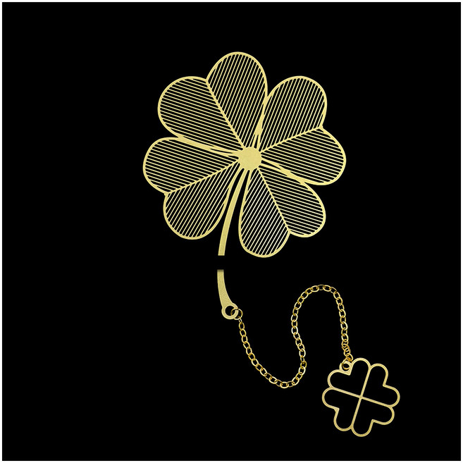 리드홈 골드 금속 플라워 체인 선물용 책갈피, 네잎클로버, 1개