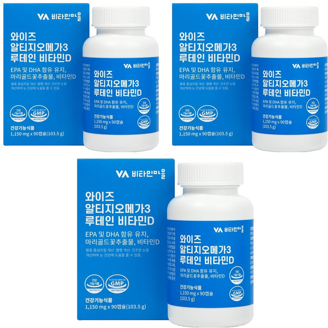 비타민마을 와이즈 알티지 오메가3 루테인 비타민D, 90정, 3개