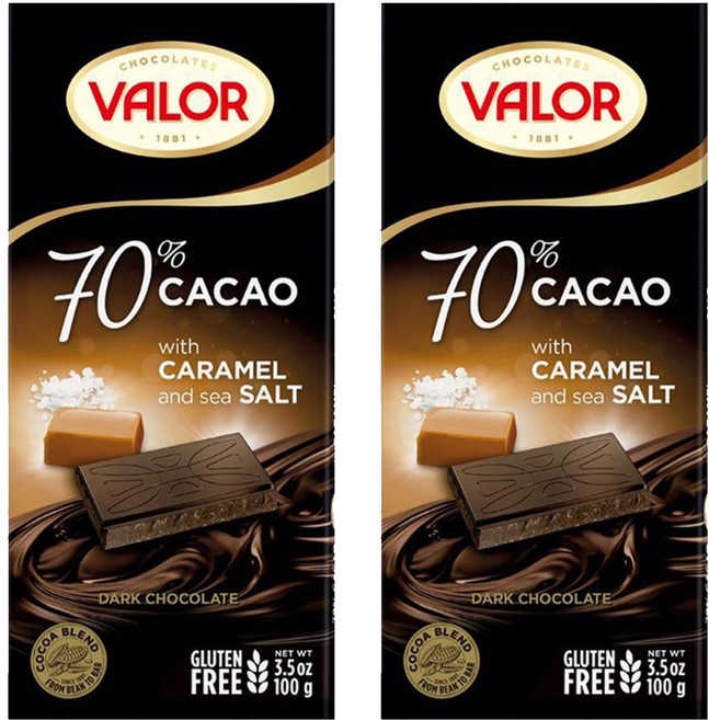 西班牙 VALOR 70%焦糖海鹽黑巧克力片, 100g, 2片