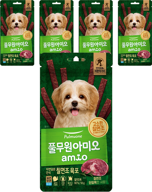 풀무원아미오 강아지 자연담은 간식 육포, 칠면조, 50g, 5개