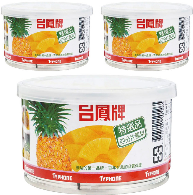台鳳 四分片鳳梨罐頭, 227g, 3罐