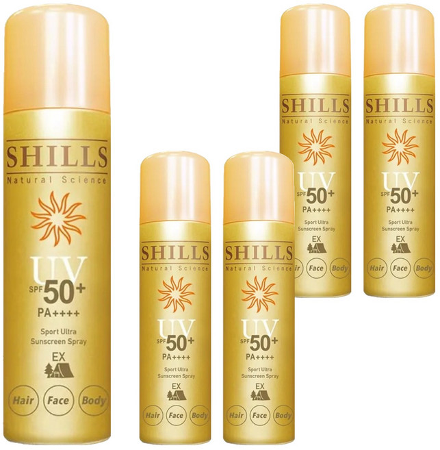 SHILLS 舒兒絲 很耐曬超清爽亮白防曬冰鎮噴霧 極限戶外EX SPF50+ PA++++, 90g, 5件