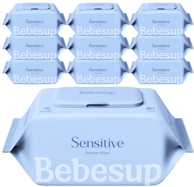 베베숲 센시티브 엠보싱 물티슈 캡형, 65g, 80개입, 10개 - 쿠팡