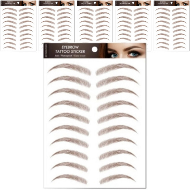 눈썹 타투 스티커, B09브라운, 6개
