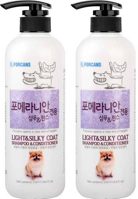포켄스 포메라니안 전용 샴푸 앤 린스, 550ml, 1개입, 2개