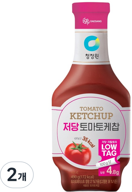 청정원 저당 토마토케찹, 490g, 2개