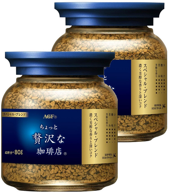 AGF 微奢華咖啡店 香醇咖啡罐 藍金, 80g, 1入, 2罐