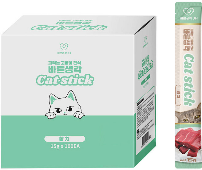 바른생각 고양이 스틱 100p, 1.5kg, 1개, 참치