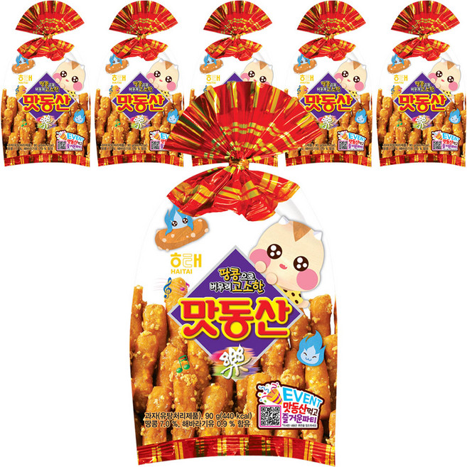 해태제과 맛동산, 90g, 6개