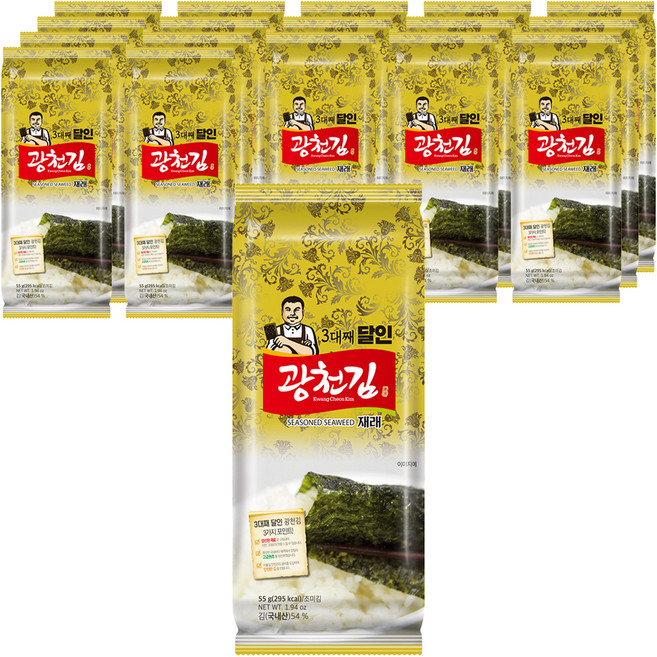 광천김 3대째 달인 재래 조각김, 55g, 18개