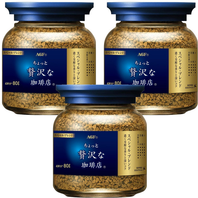 AGF 微奢華咖啡店 香醇咖啡罐 藍金, 80g, 1入, 3罐