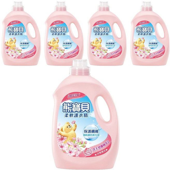Snuggle 熊寶貝 香氛柔軟護衣精 72小時持久香 淡雅櫻花香, 3L, 5桶