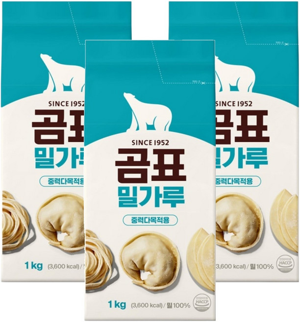 곰표 밀가루 중력다목적용, 1kg, 3개