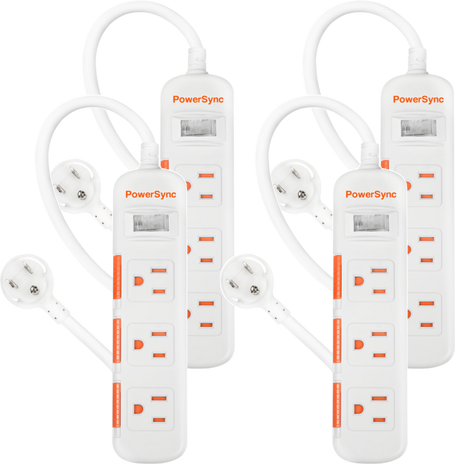 PowerSync 群加 1開3插滑蓋防塵防雷擊延長線 3孔 TPS313DN9018, 白色, 4個, 1.8m