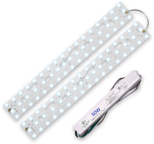 홈앤라이팅 2대1 고효율 삼성 LED모듈 6500K 540mm x 70mm + 안정기50W, 화이트