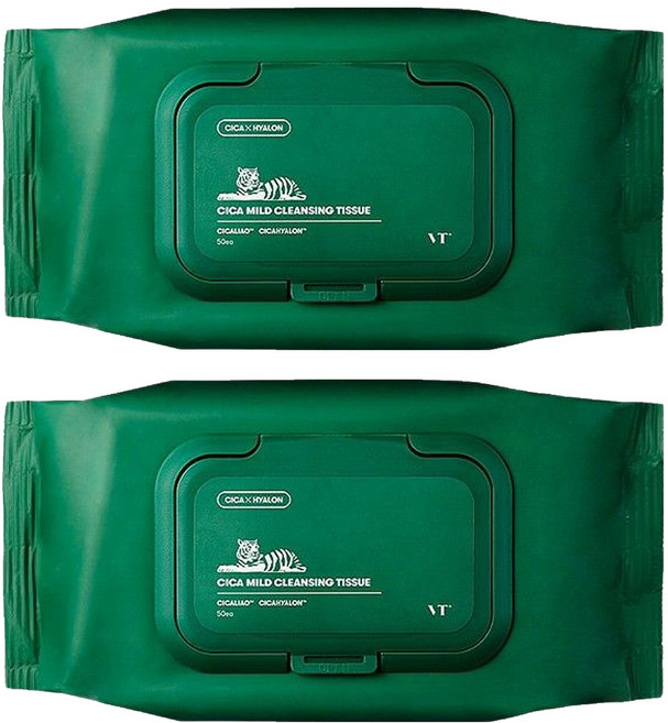 VT COSMETICS 老虎積雪草卸妝巾, 50入, 2包